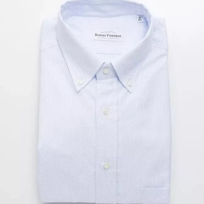 Robert Friedman Light Blue Cotton Men Shirt