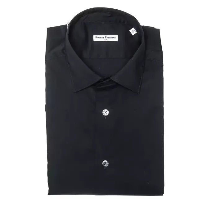 Robert Friedman Black Cotton Men Shirt