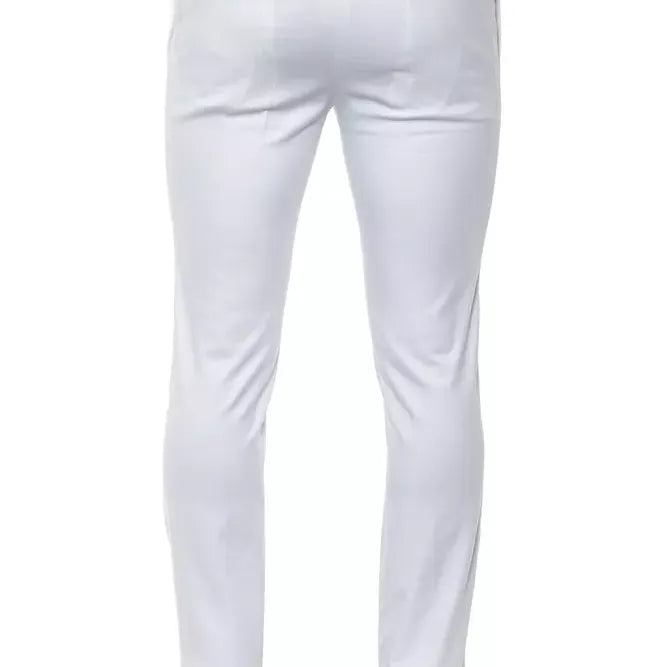 PT Torino White Cotton Men Slim Trouser