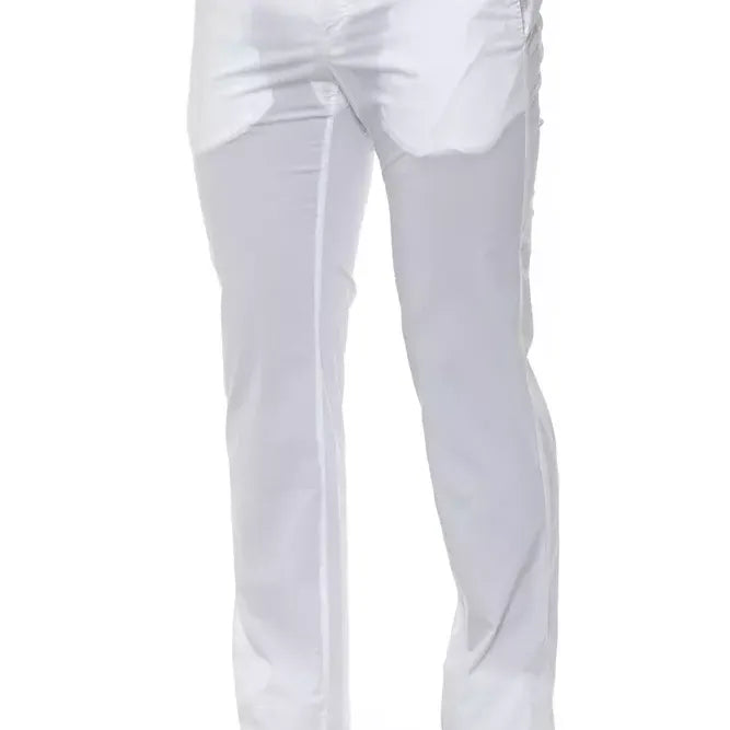 PT Torino White Cotton Men Slim Trouser