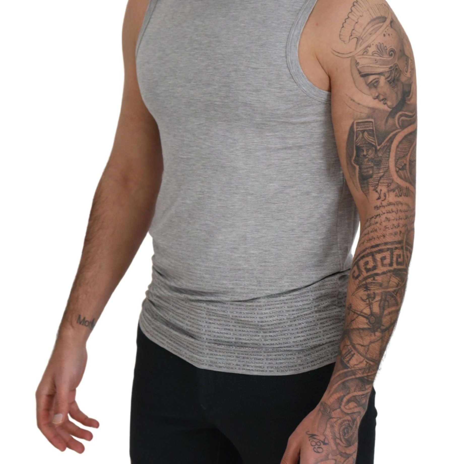 Ermanno Scervino Grey Sleeveless Men Pullover T-shirt