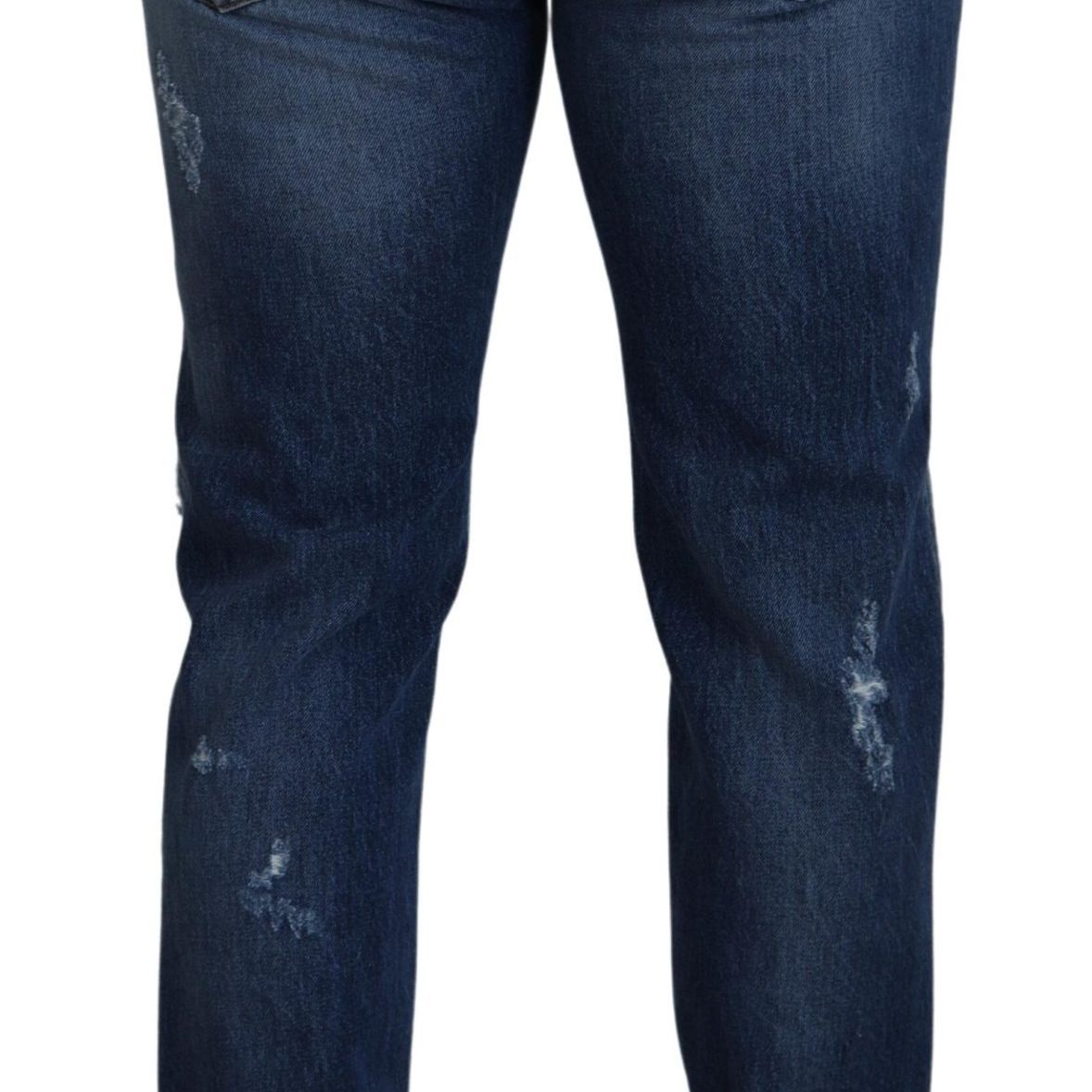 Dolce & Gabbana Blue Cotton Tattered Men Denim Jeans