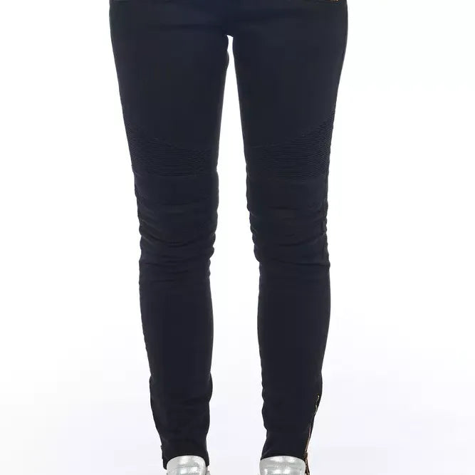 Frankie Morello Black Cotton Women Jeans