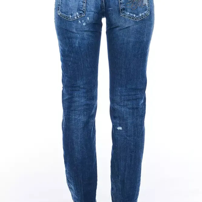 Frankie Morello Blue Cotton Women Jeans