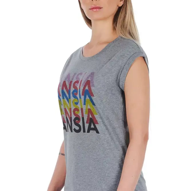 Frankie Morello Gray Cotton Women T-Shirt