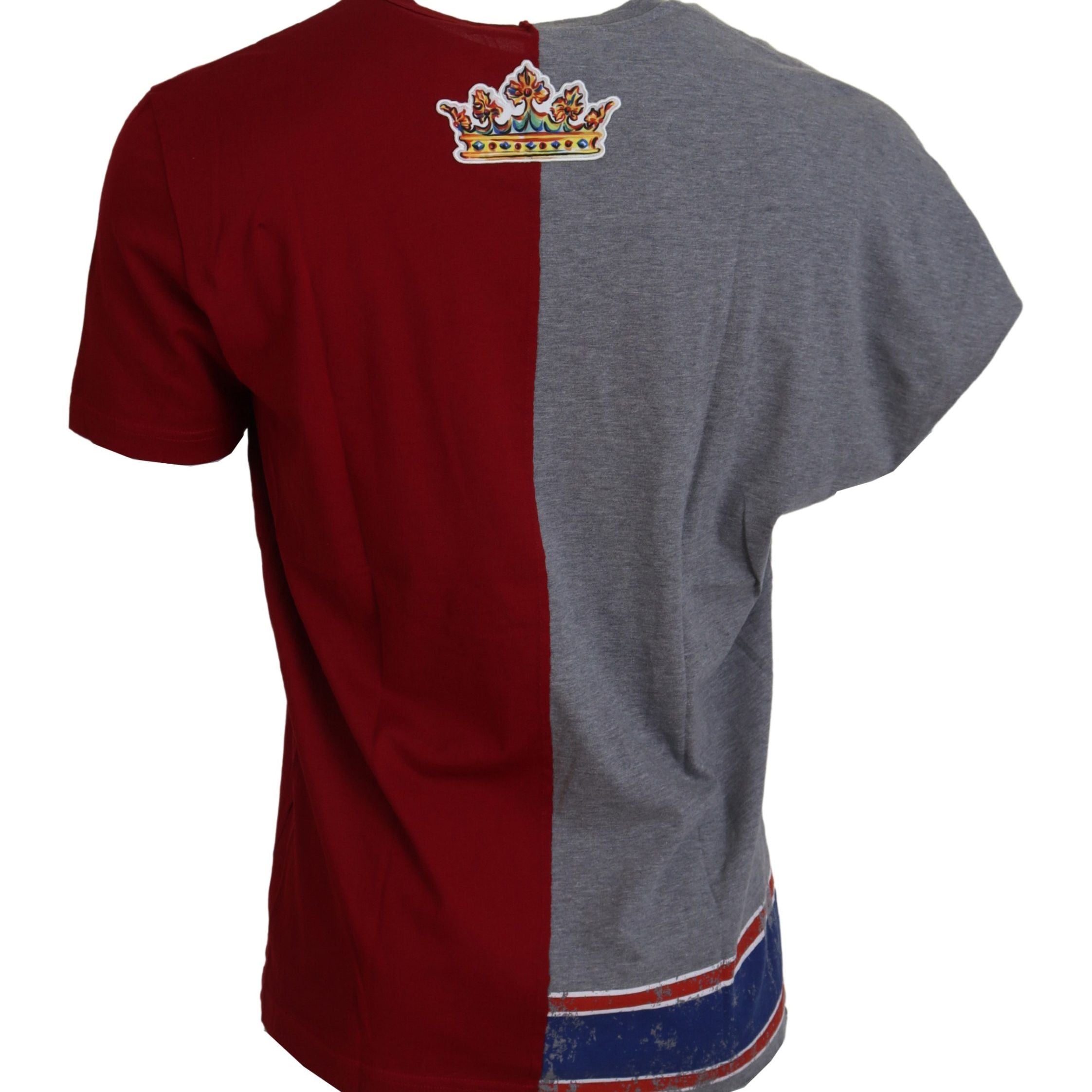 Dolce & Gabbana Red Gray Two Model DG Angel Crewneck T-shirt