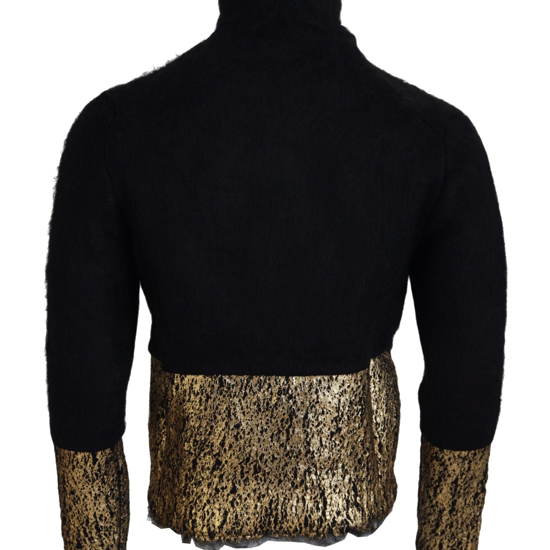 Dolce & Gabbana Black Gold Turtleneck Mohair Pullover Mens Sweater