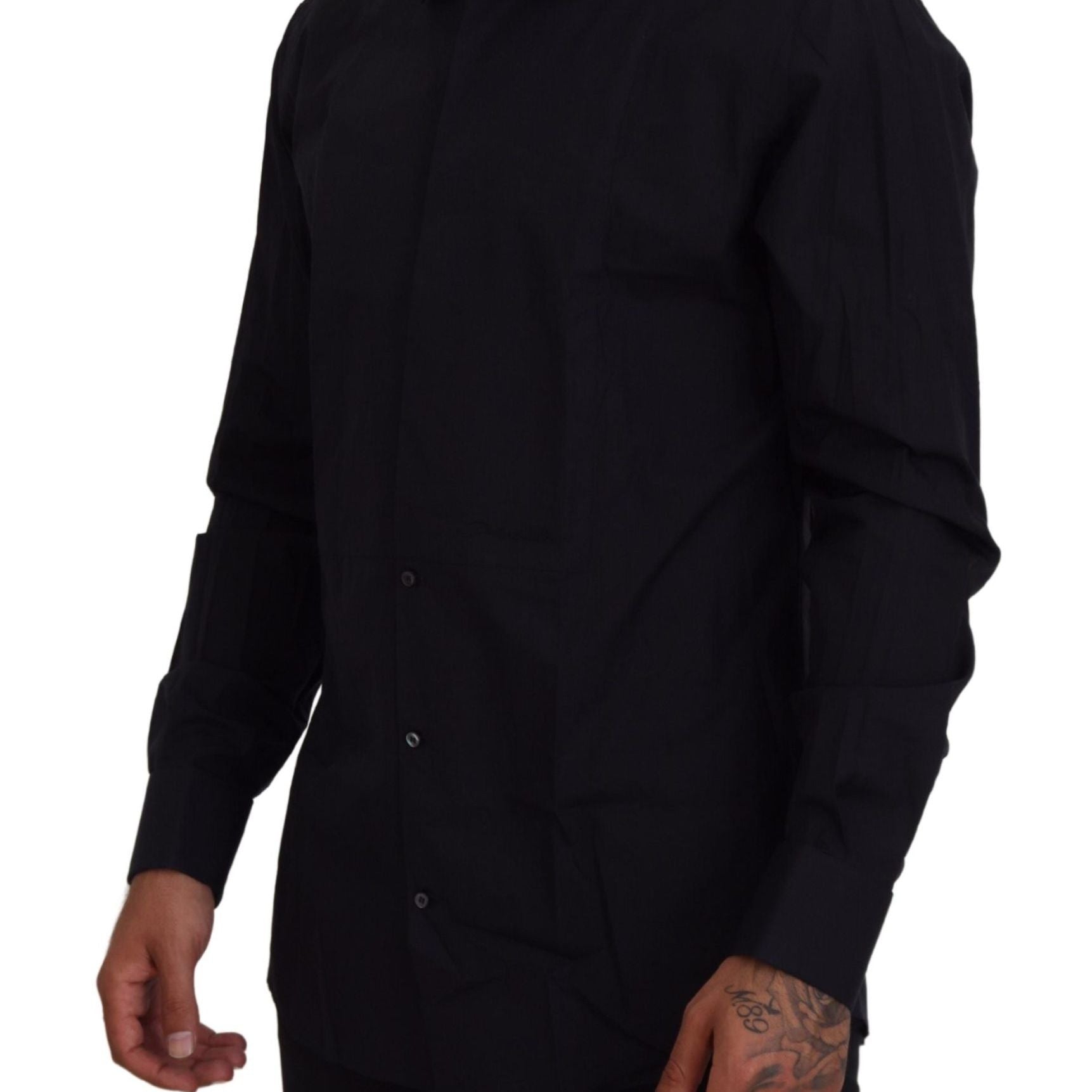 Dolce & Gabbana Black Gold Cotton Slim Fit Dress Mens Shirt