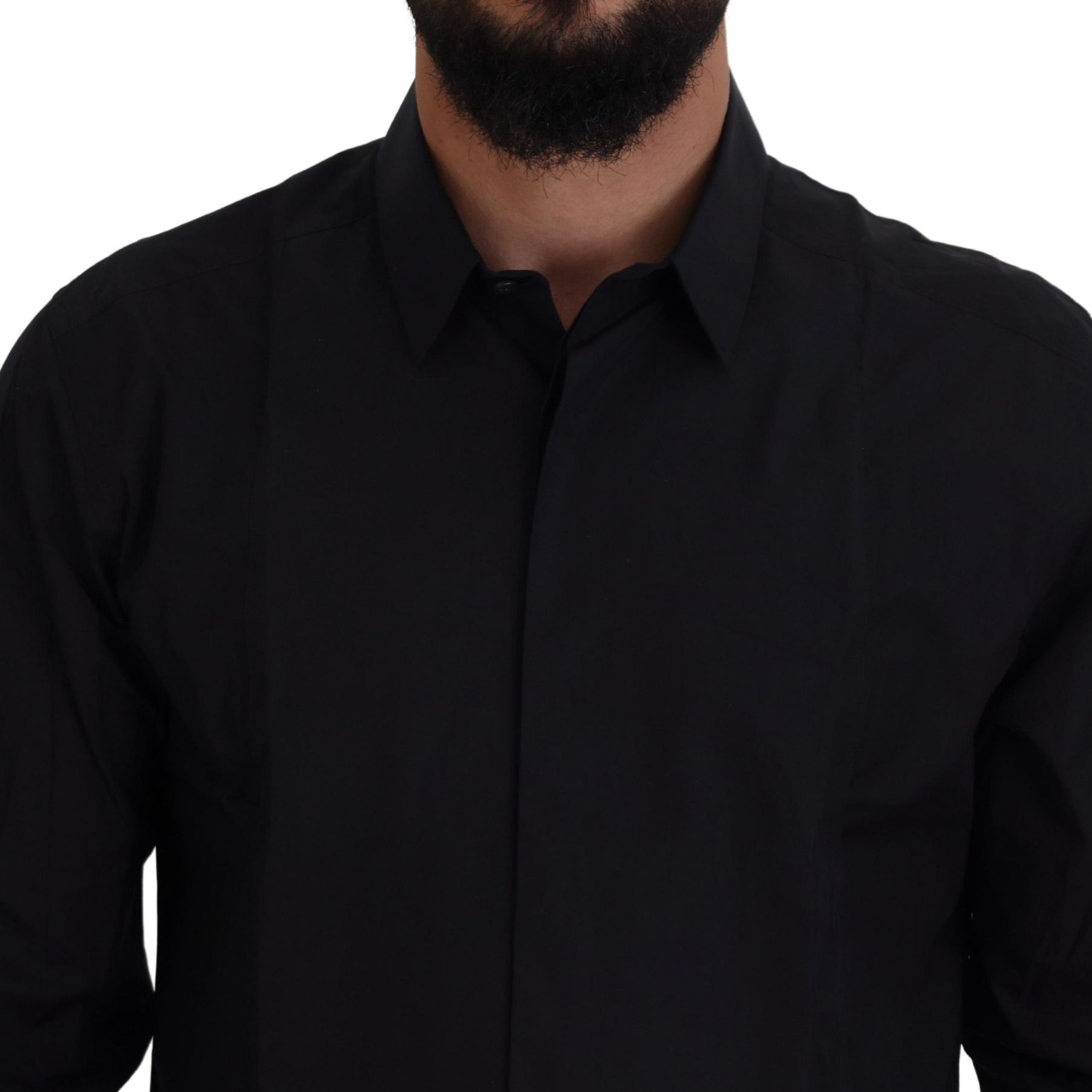 Dolce & Gabbana Black Gold Cotton Slim Fit Dress Mens Shirt