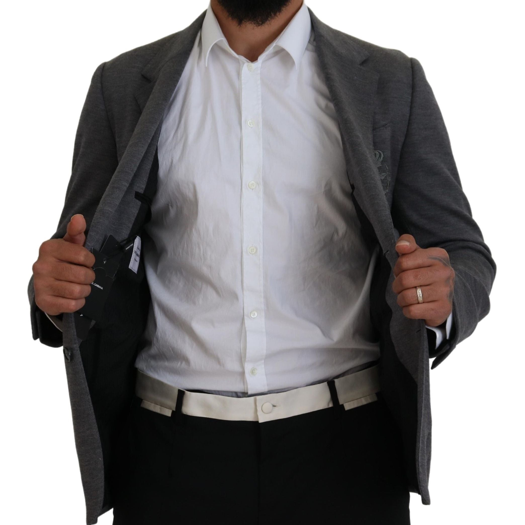 Dolce & Gabbana Gray Wool Stretch Slim Fit Jacket Blazer
