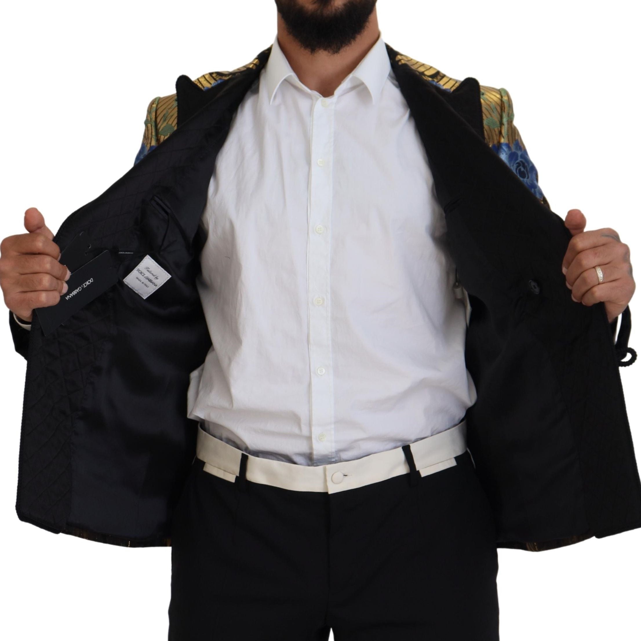 Dolce & Gabbana Gold Lurex Double Breasted Jacket Blazer