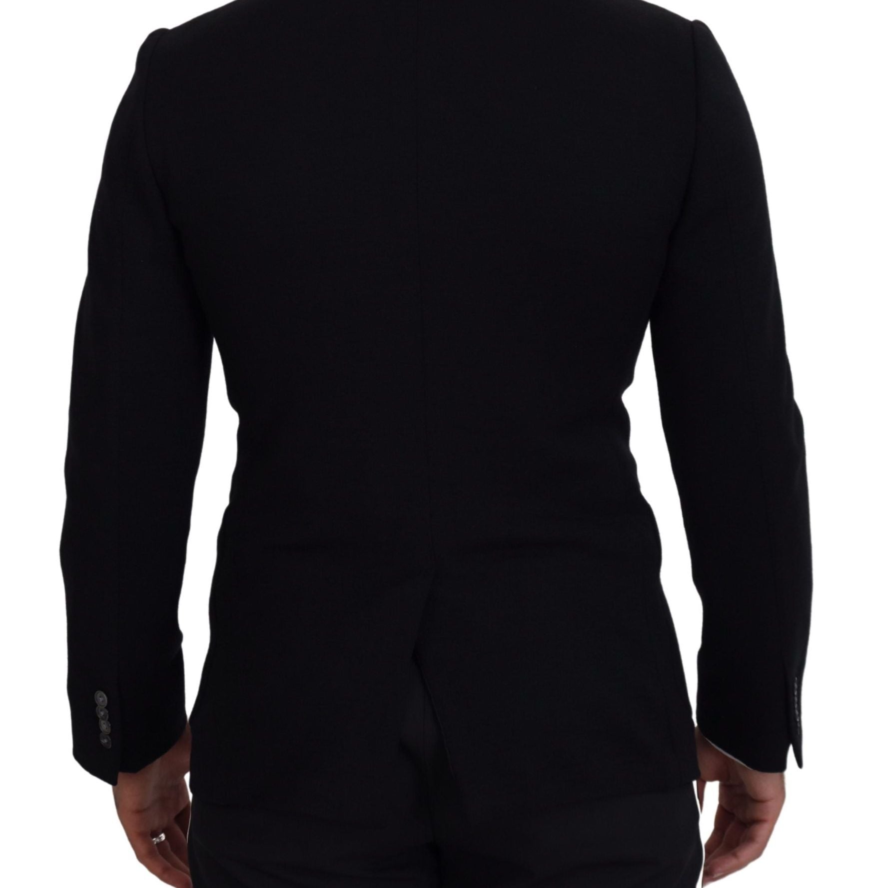 Dolce & Gabbana Black Wool Crown Slim Fit Jacket Blazer