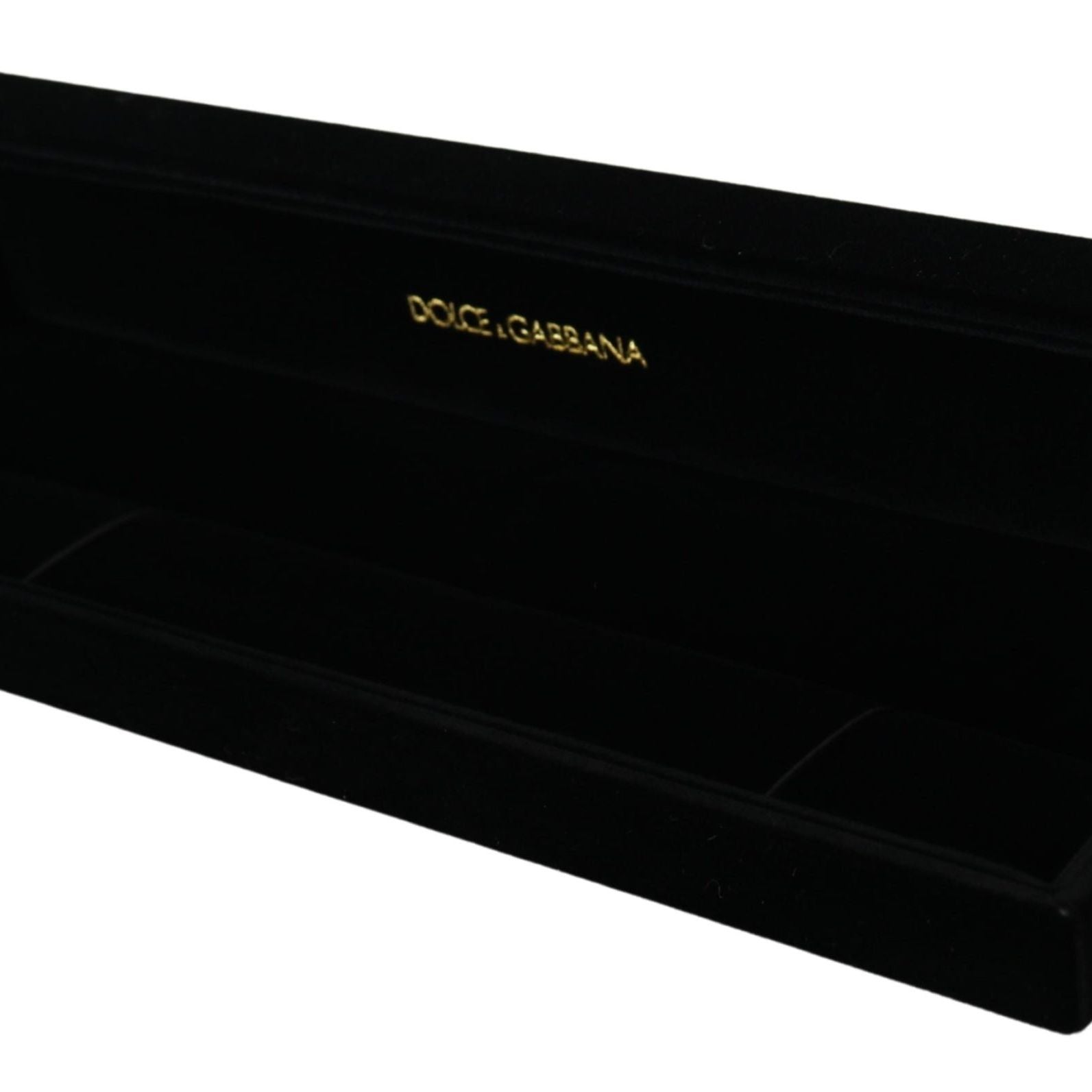 Dolce & Gabbana Black Velvet Logo Plaque Storage Bracelet Jewelry Box
