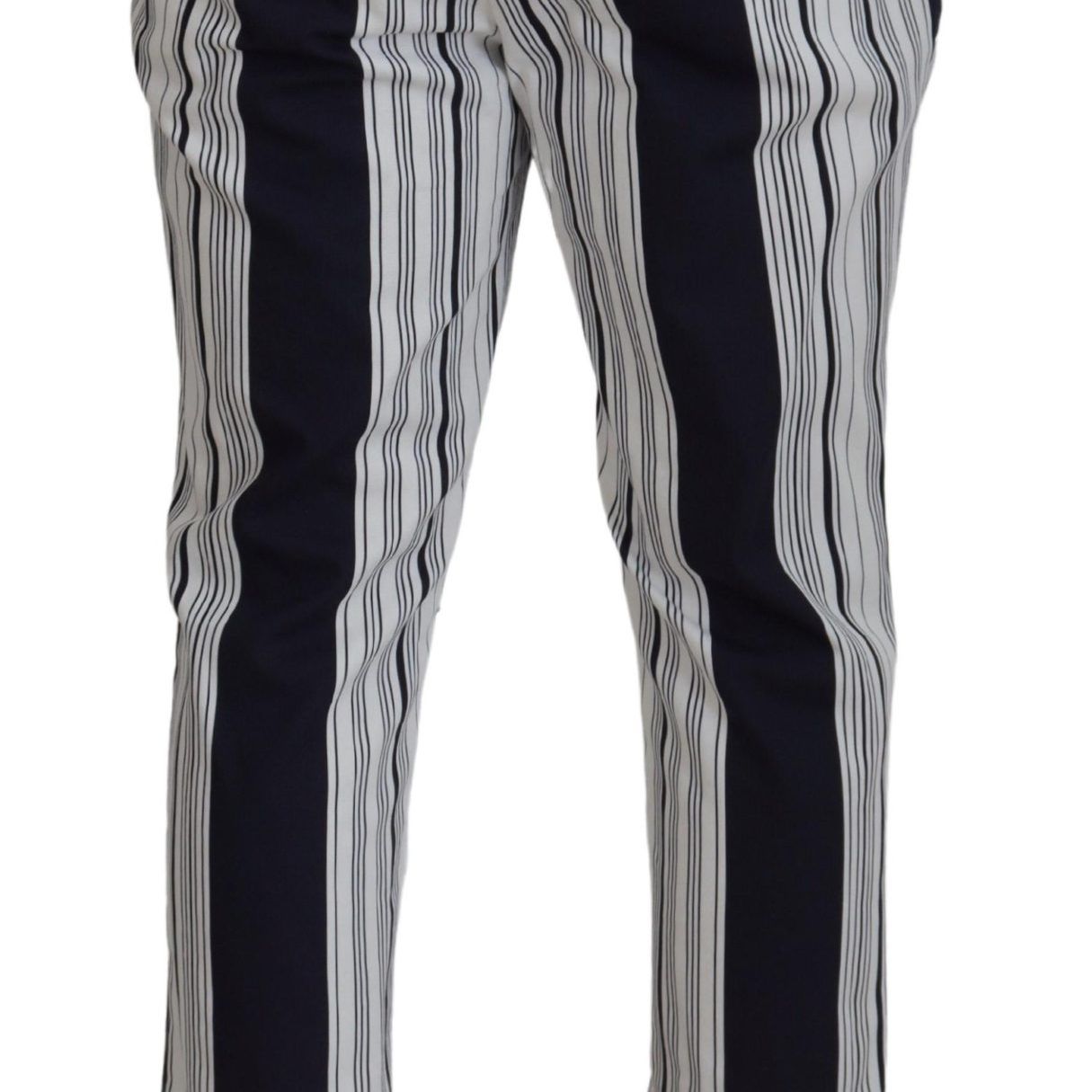 Dolce & Gabbana White Cotton Striped Cropped Pants