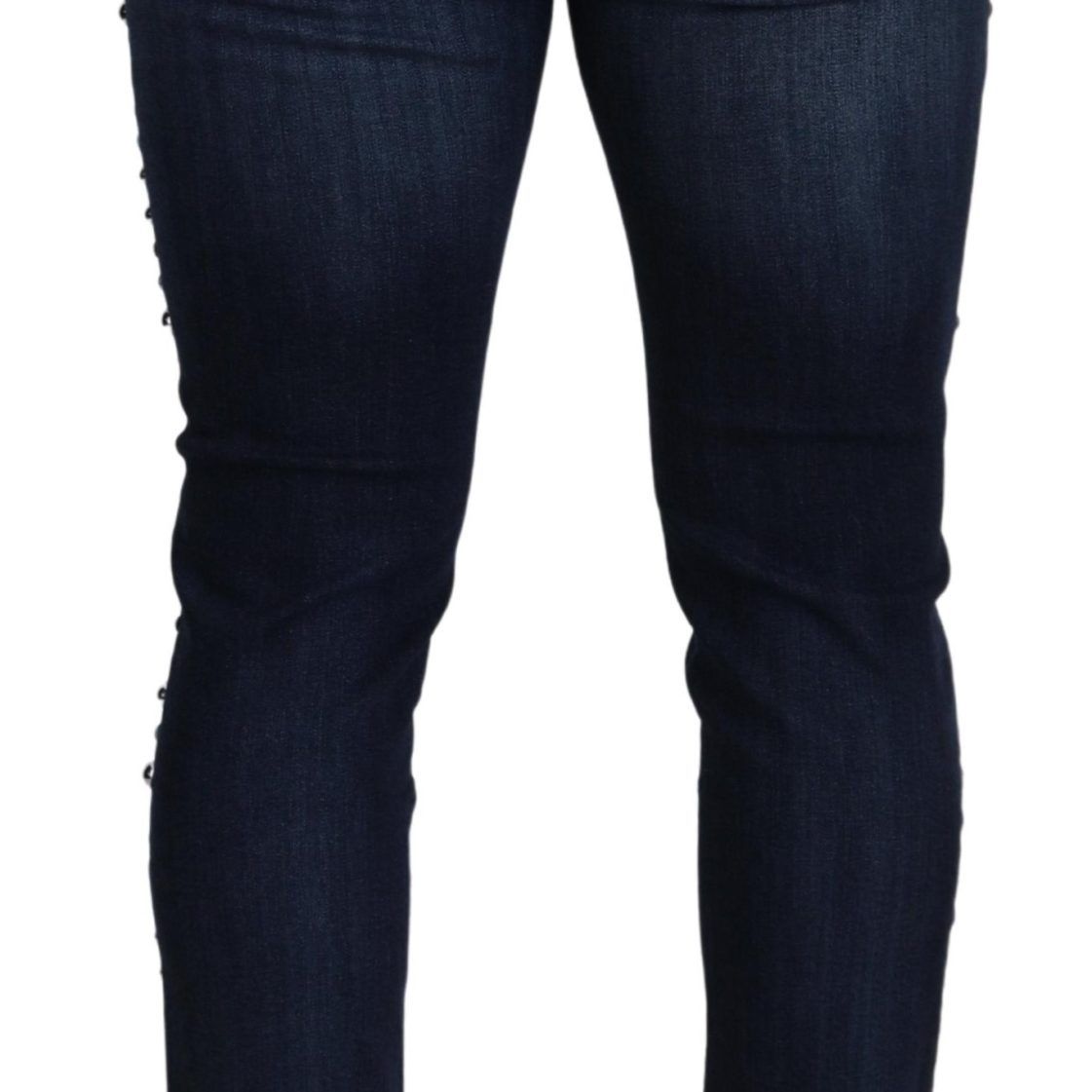 Dolce & Gabbana Blue Cotton Studded Low Waist Denim Jeans
