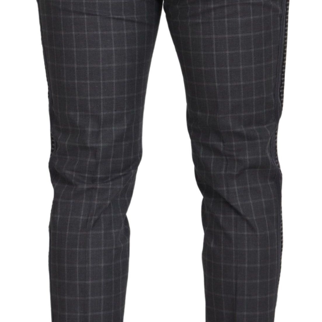 Dolce & Gabbana Grey Cotton Checkered Chino Pants