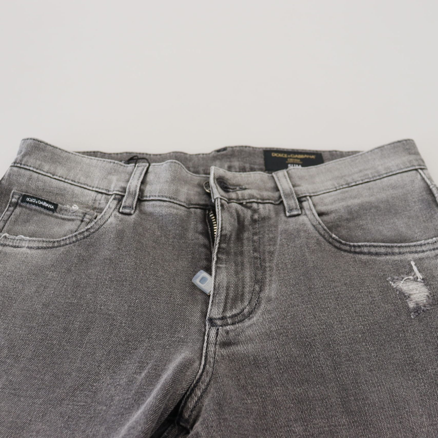Dolce & Gabbana Grey Washed Cotton Skinny Denim Jeans