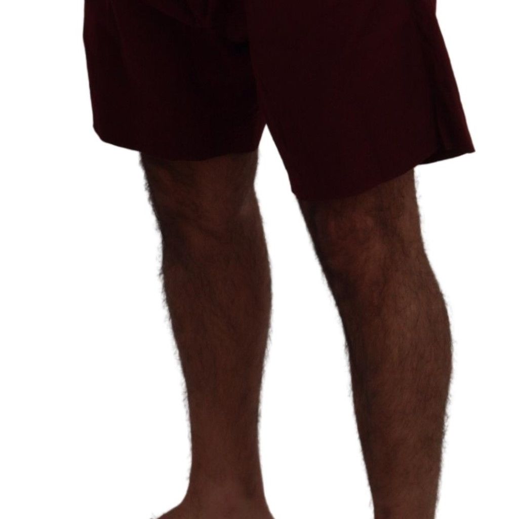 Dolce & Gabbana Maroon Cotton Bermuda Casual Shorts