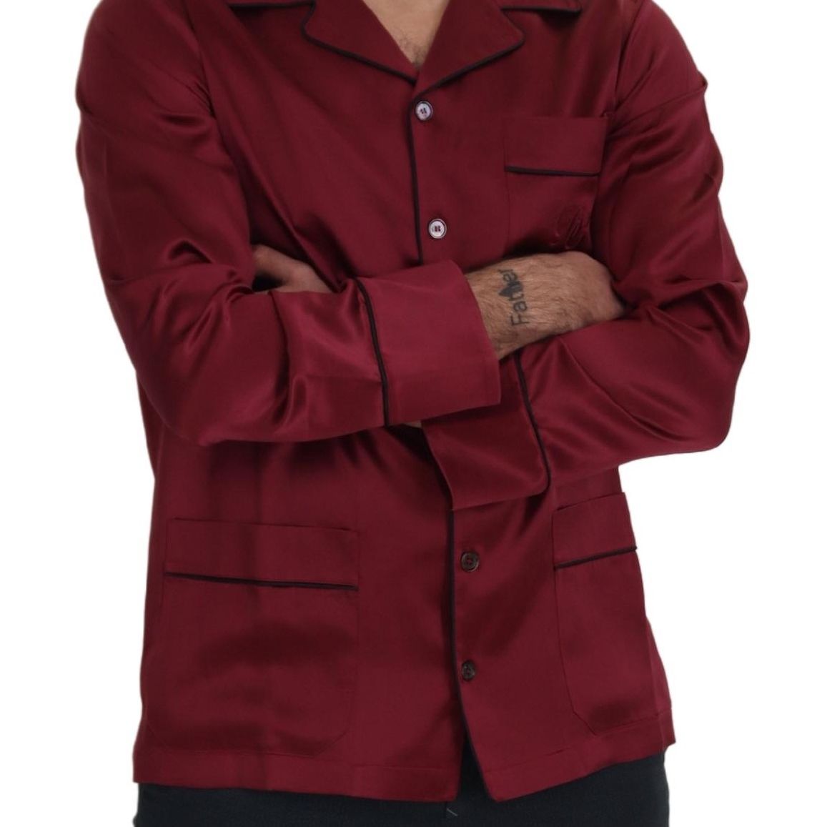 Dolce & Gabbana Red Silk Lounge Top Pajama Sleepwear Shirt