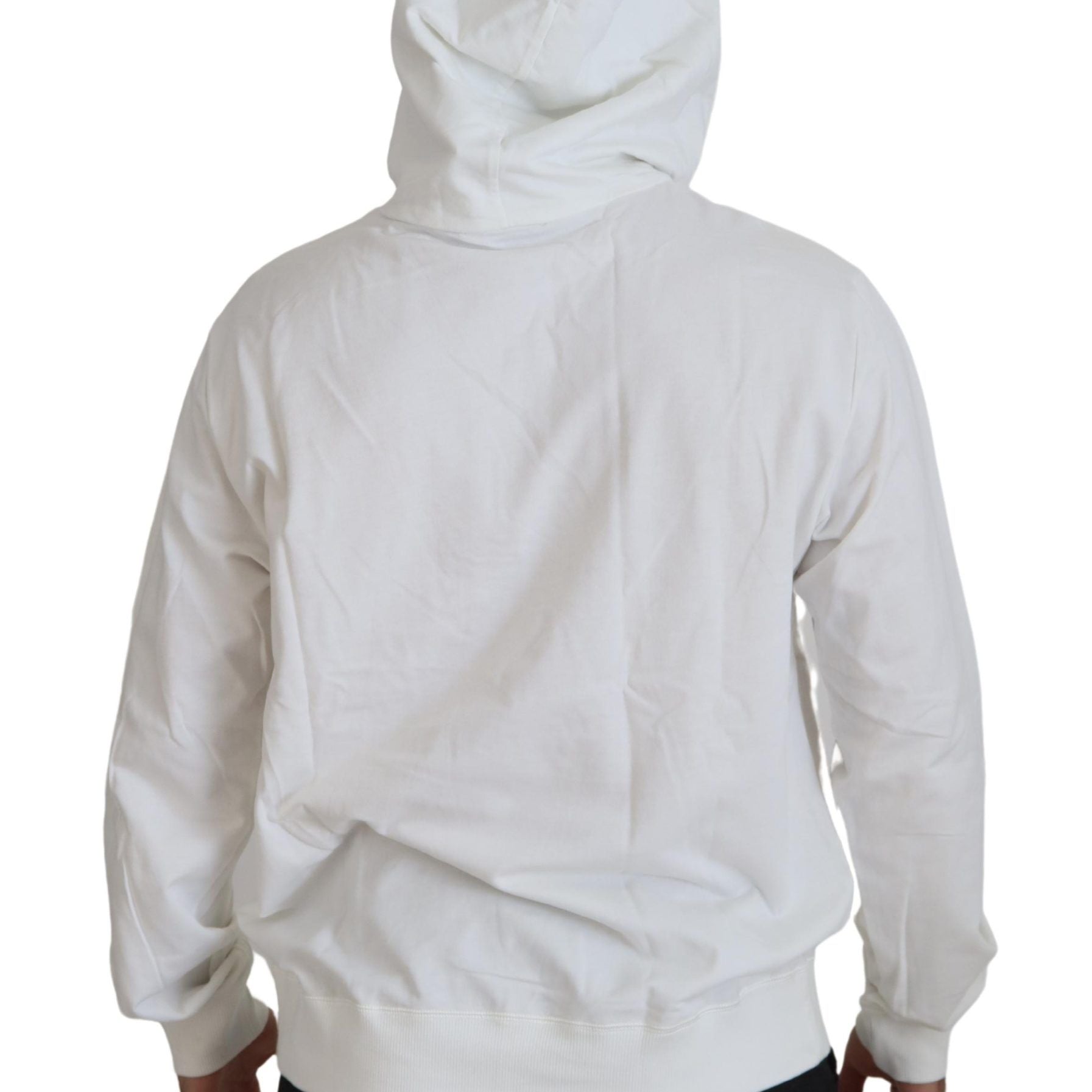 Dolce & Gabbana White Cotton Hooded Sweatshirt Sweater