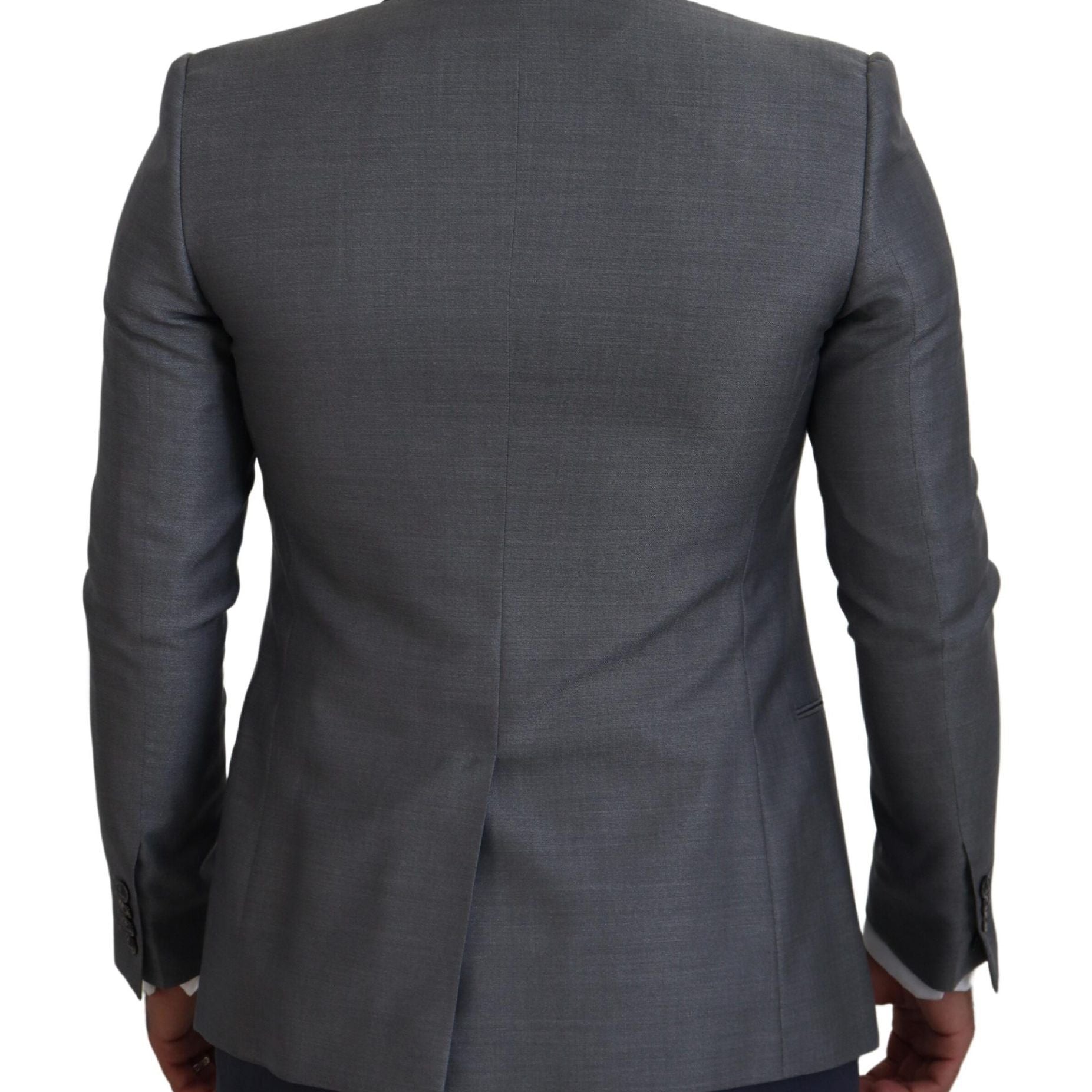 Dolce & Gabbana Gray Wool Silk Slim Fit Jacket Blazer