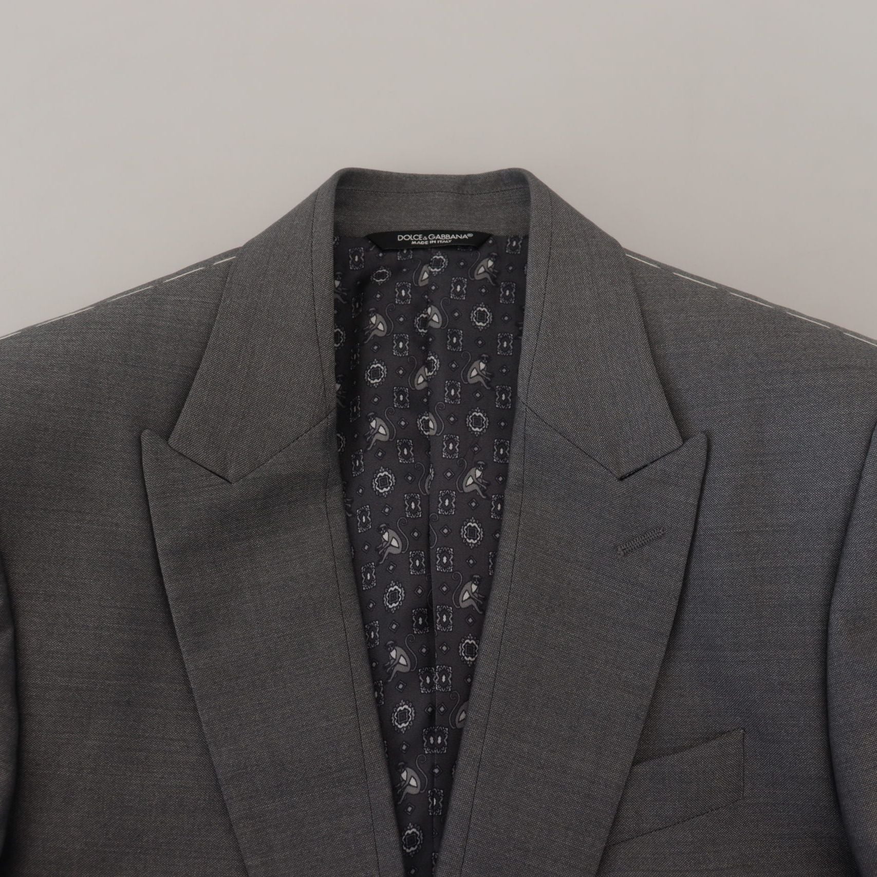 Dolce & Gabbana Gray Wool Silk Slim Fit Jacket Blazer