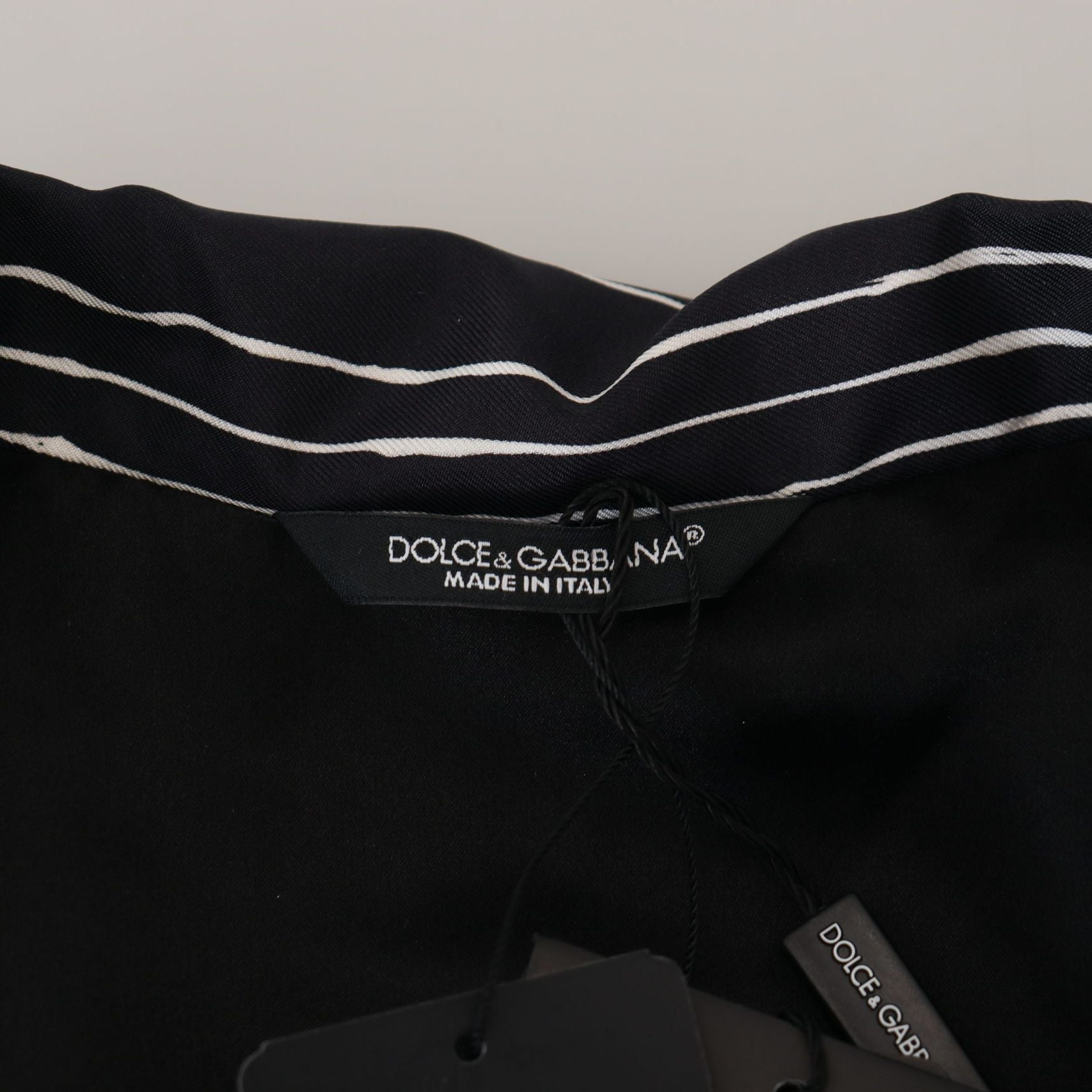 Dolce & Gabbana Blue Striped Silk Pajama Shirt Jacket