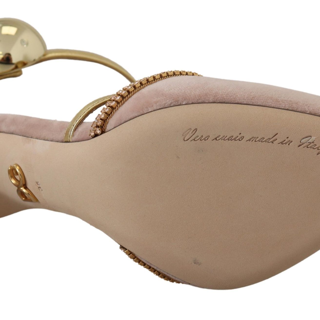 Dolce & Gabbana Pink Crystal T-strap Heels Pumps Shoes