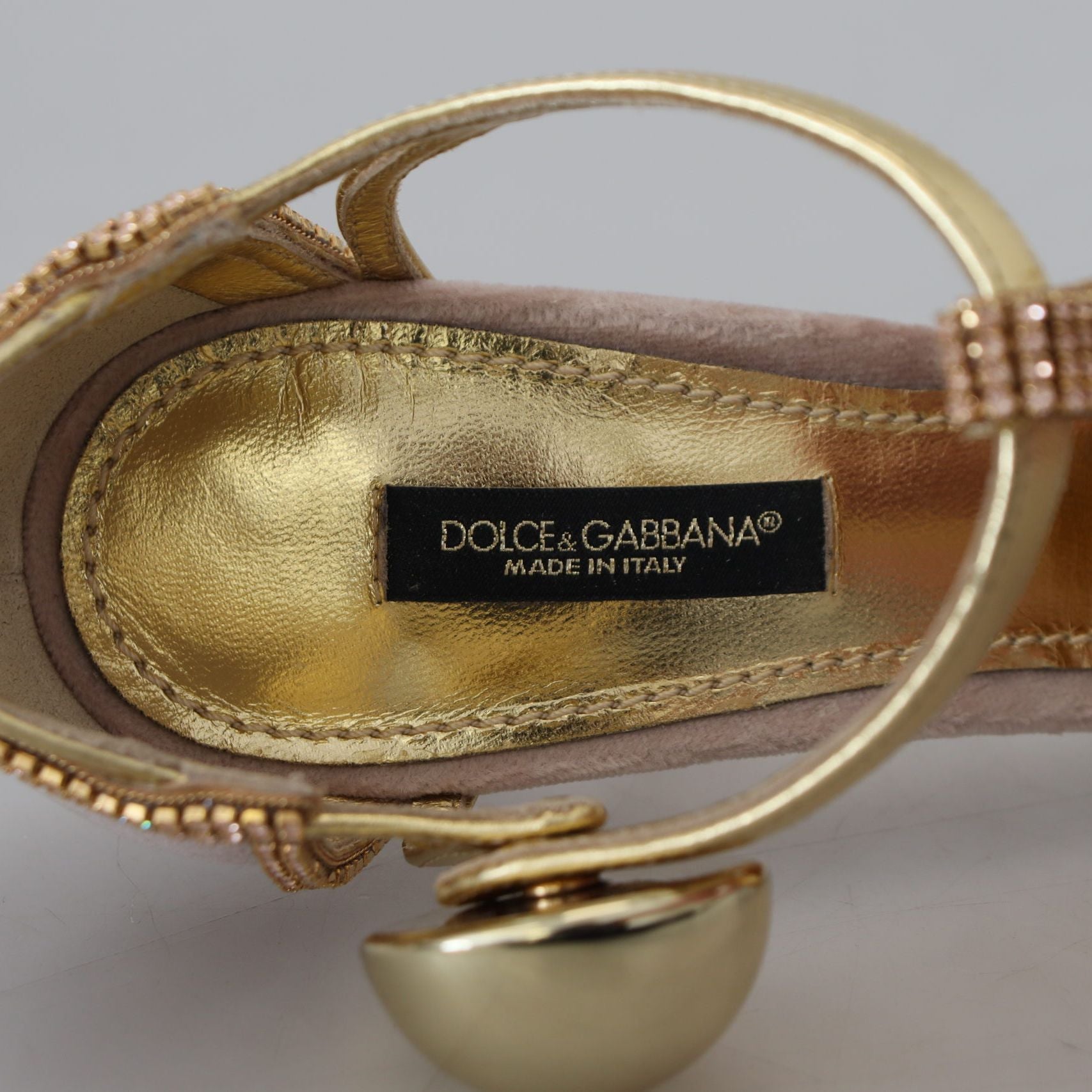 Dolce & Gabbana Pink Crystal T-strap Heels Pumps Shoes
