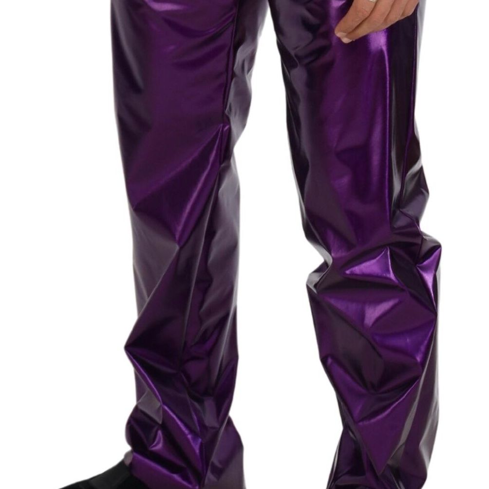 Dolce & Gabbana Purple Shining Men Casual Pants