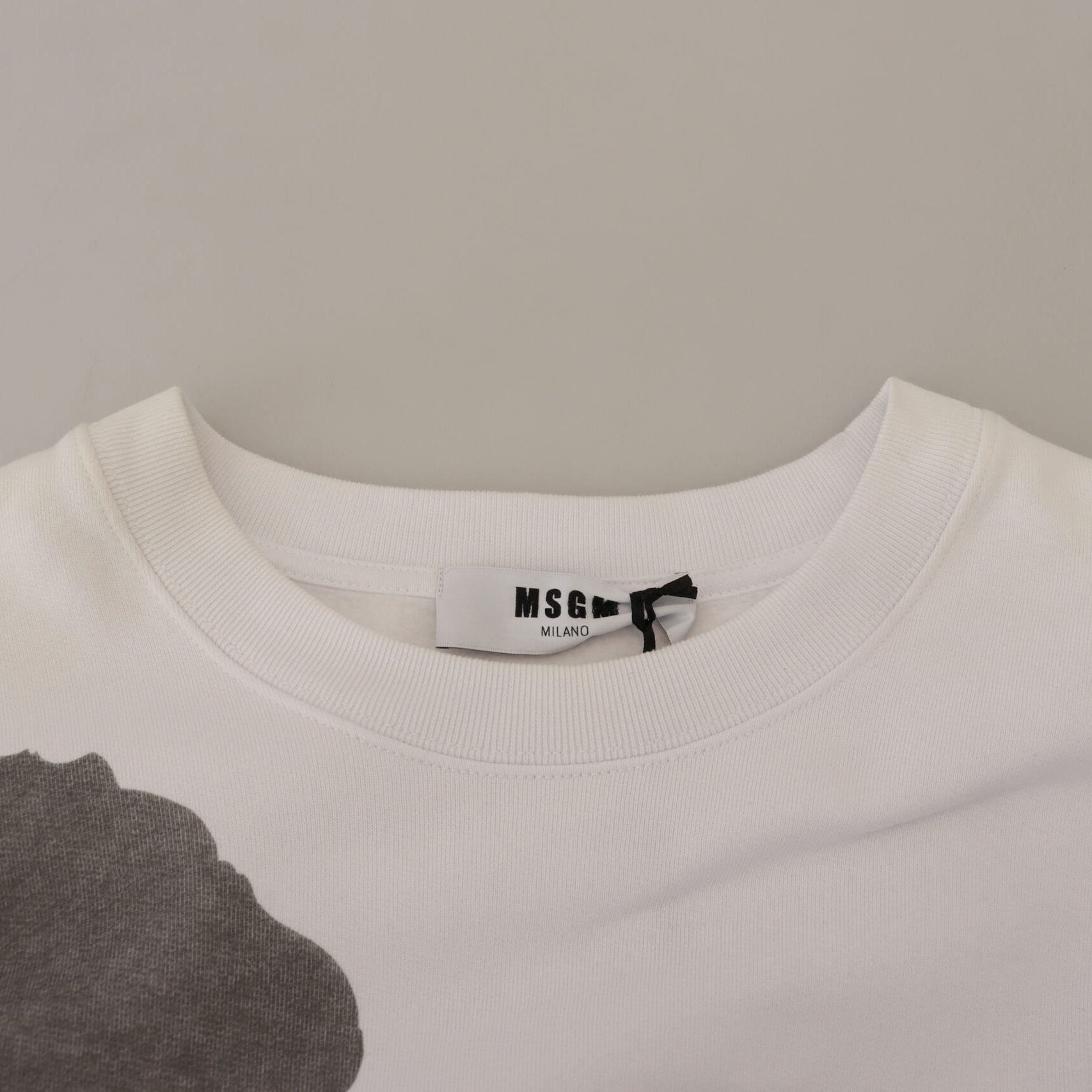 MSGM White Cotton Crewneck Pullover Sweatshirt Sweater