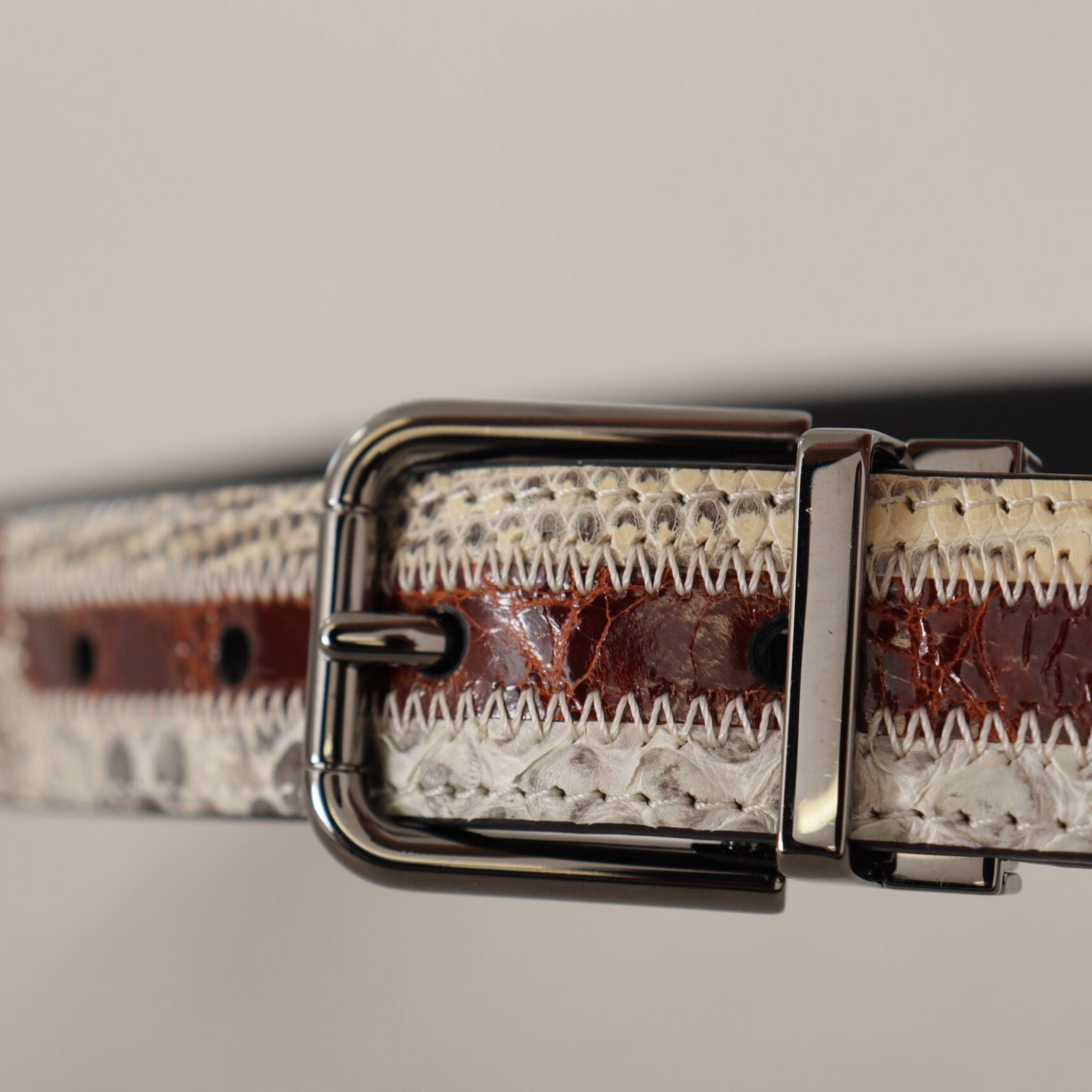 Dolce & Gabbana Multicolor Exotic Leather Patchwork Metal Belt