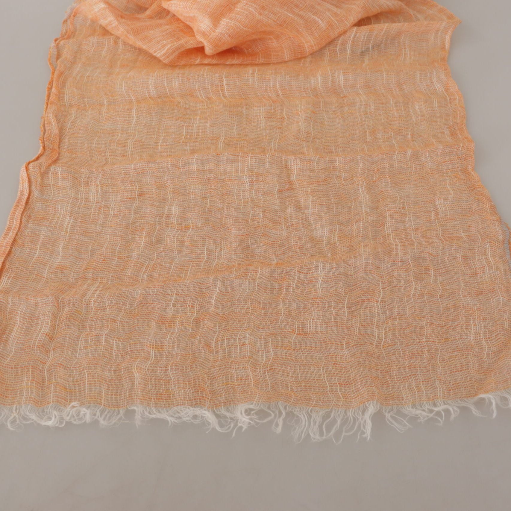 Malo Peach Linen Knitted Shawl Wrap Fringes Scarf