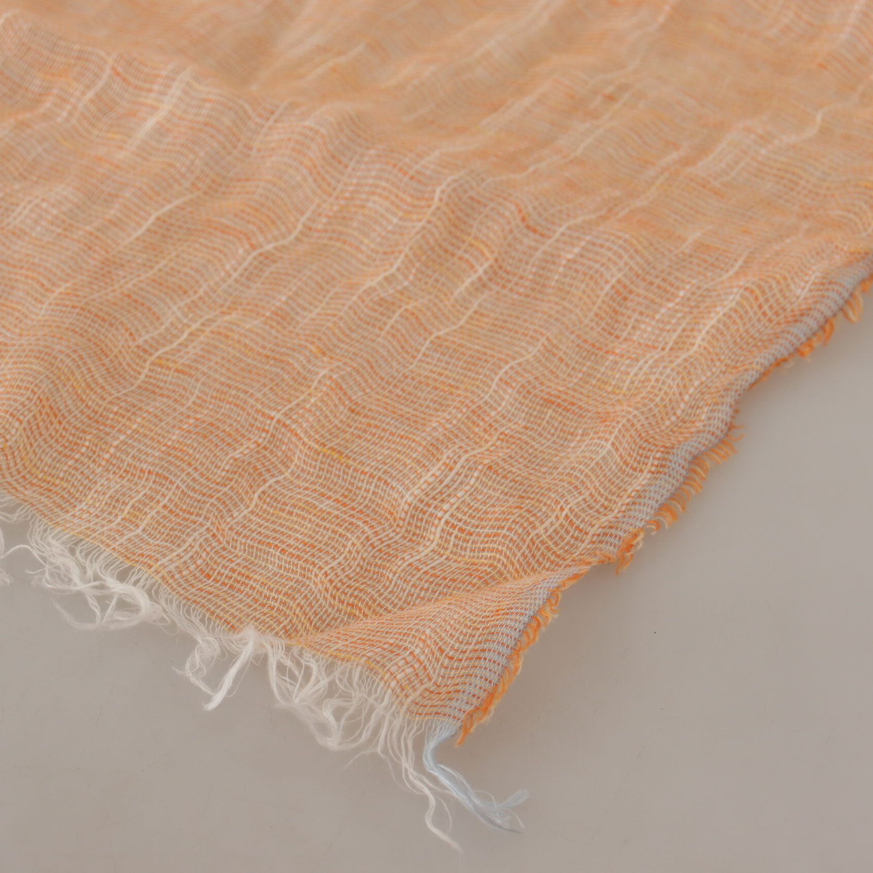 Malo Peach Linen Knitted Shawl Wrap Fringes Scarf