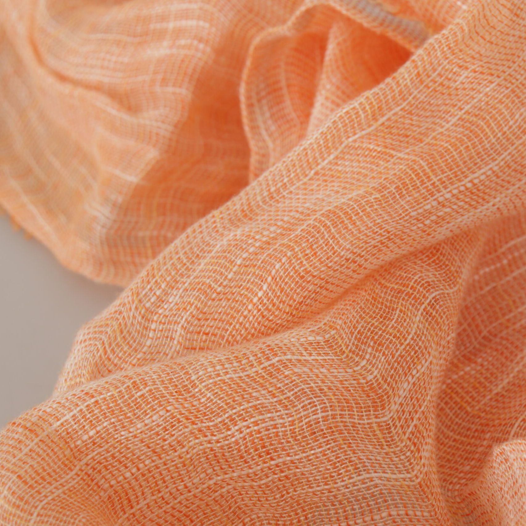 Malo Peach Linen Knitted Shawl Wrap Fringes Scarf