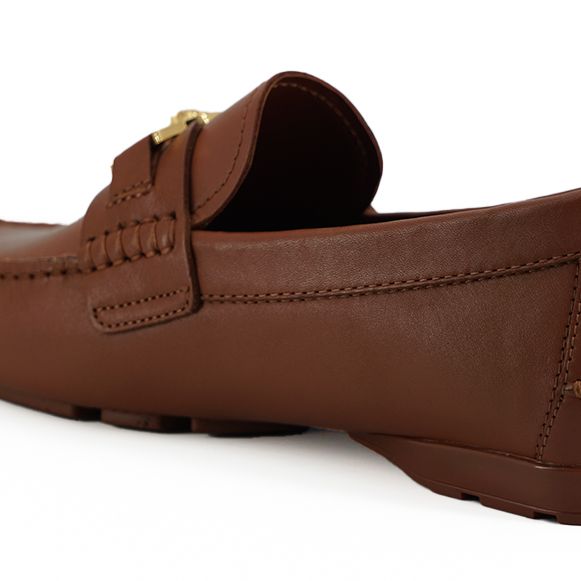 Versace Natural Brown Calf Leather Loafers Shoes