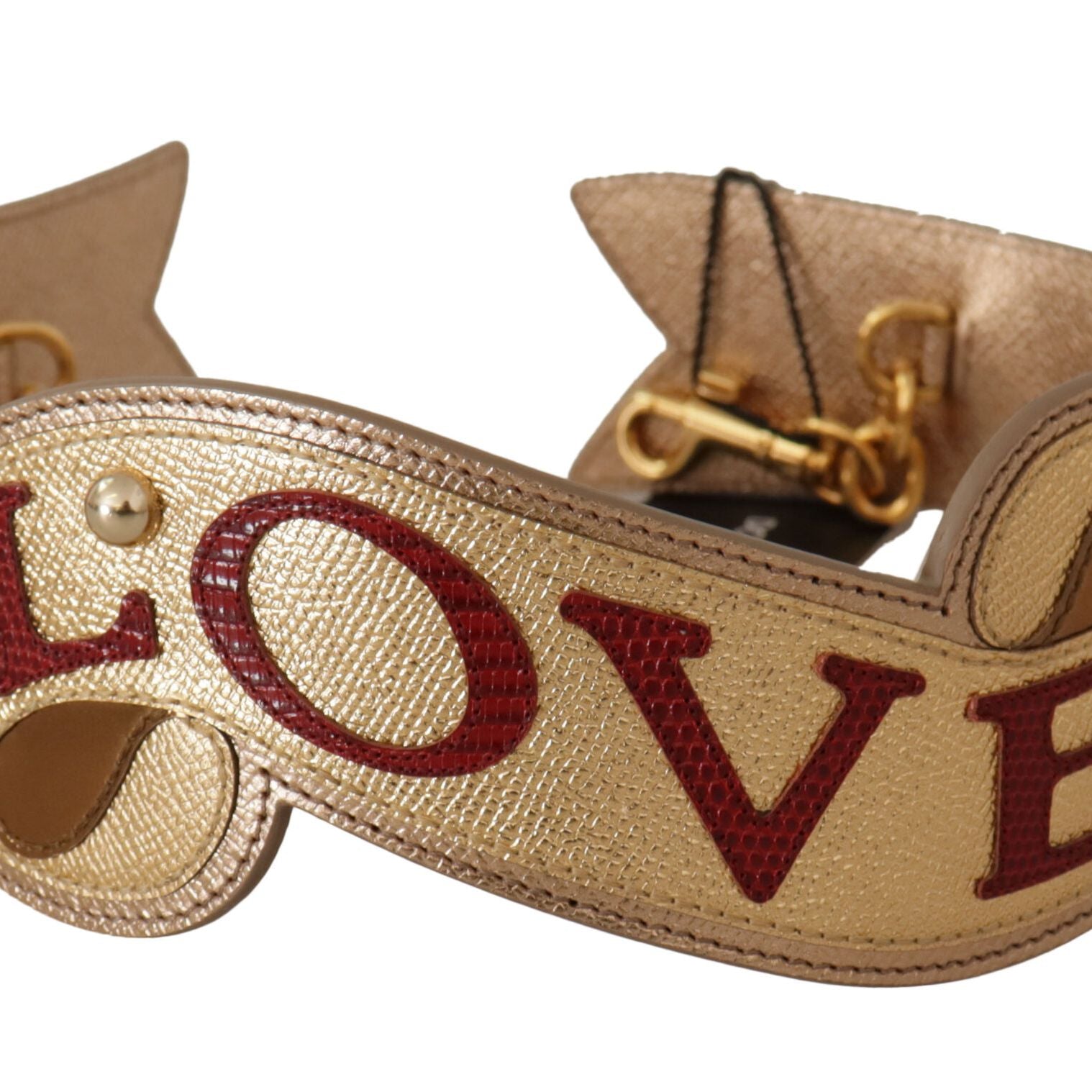 Dolce & Gabbana Gold Leather LOVE Patch Bag Shoulder Strap