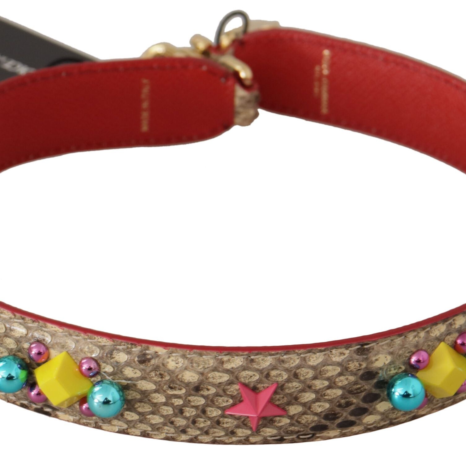 Dolce & Gabbana Beige Python Leather Crystals Shoulder Strap