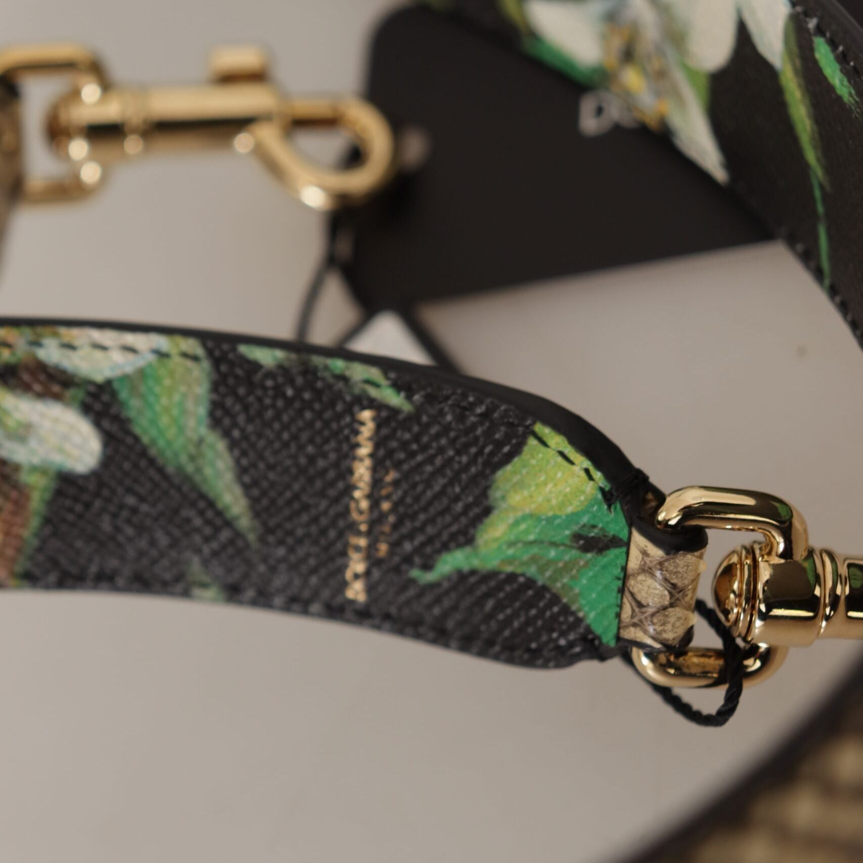 Dolce & Gabbana Beige Exotic Leather Crystals Reversible Shoulder Strap