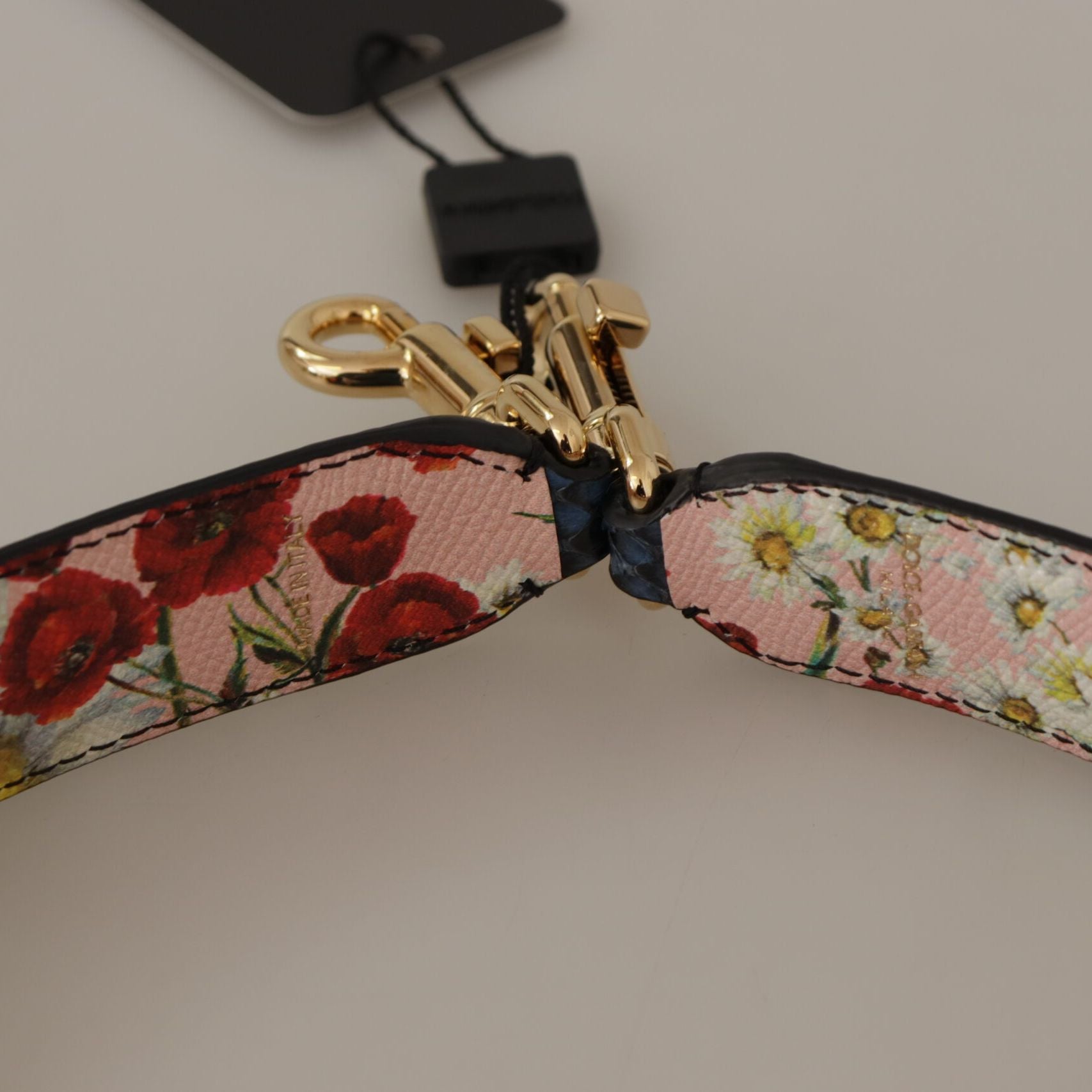 Dolce & Gabbana Blue Exotic Leather Crystals Reversible Shoulder Strap