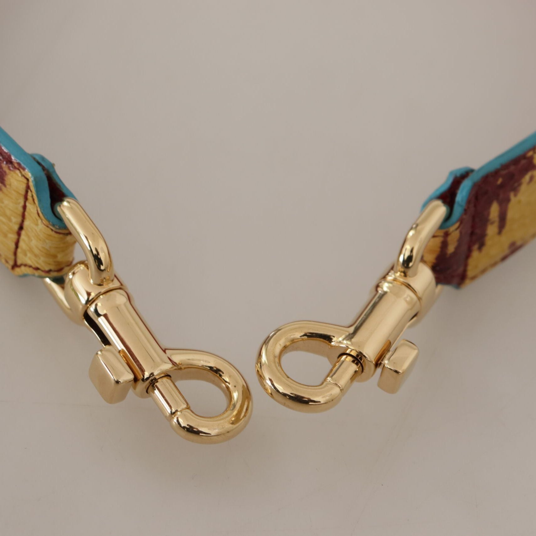 Dolce & Gabbana Yellow Red Leather Gold Tone Shoulder Strap