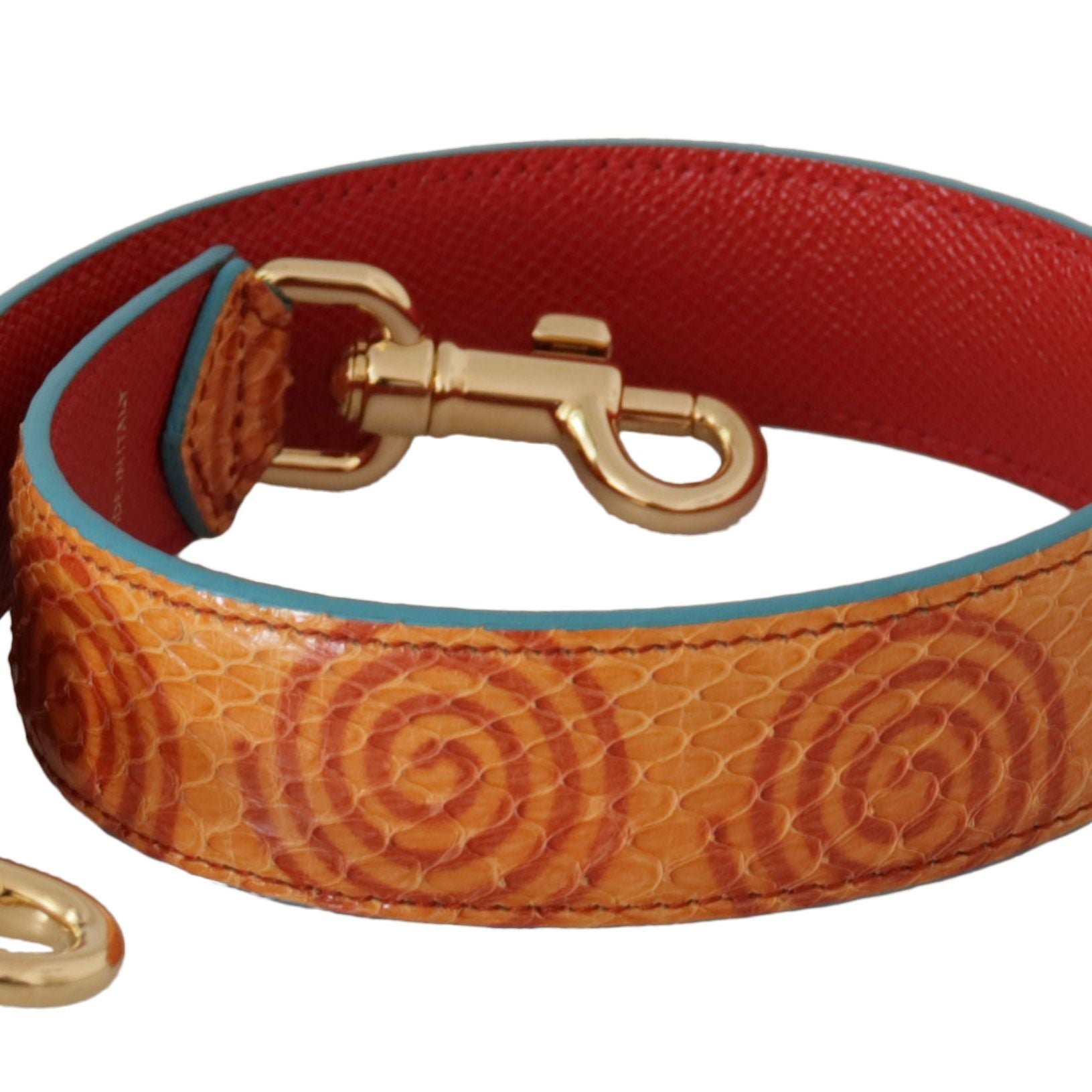 Dolce & Gabbana Orange Leather Swirl Print Bag Shoulder Strap