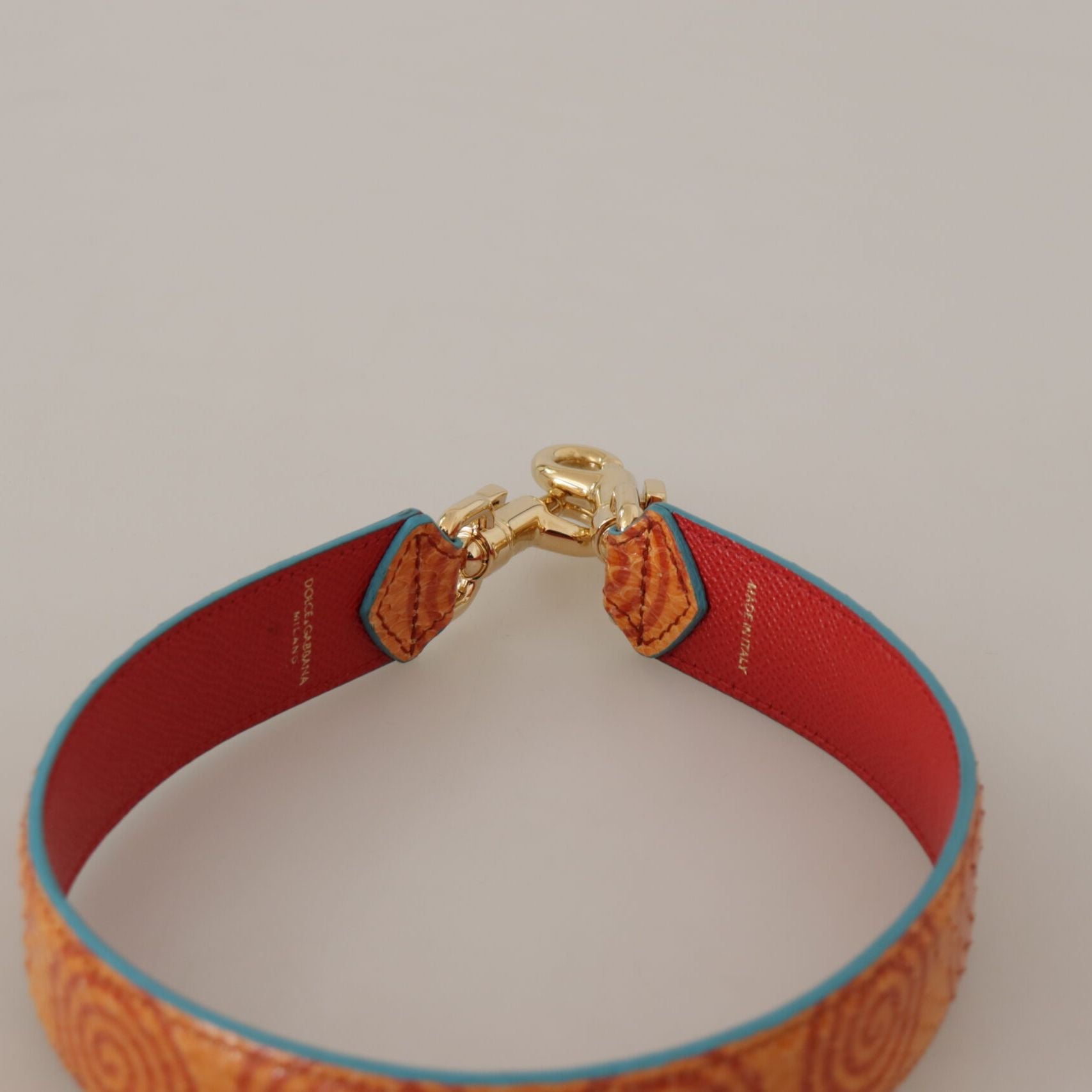 Dolce & Gabbana Orange Leather Swirl Print Bag Shoulder Strap