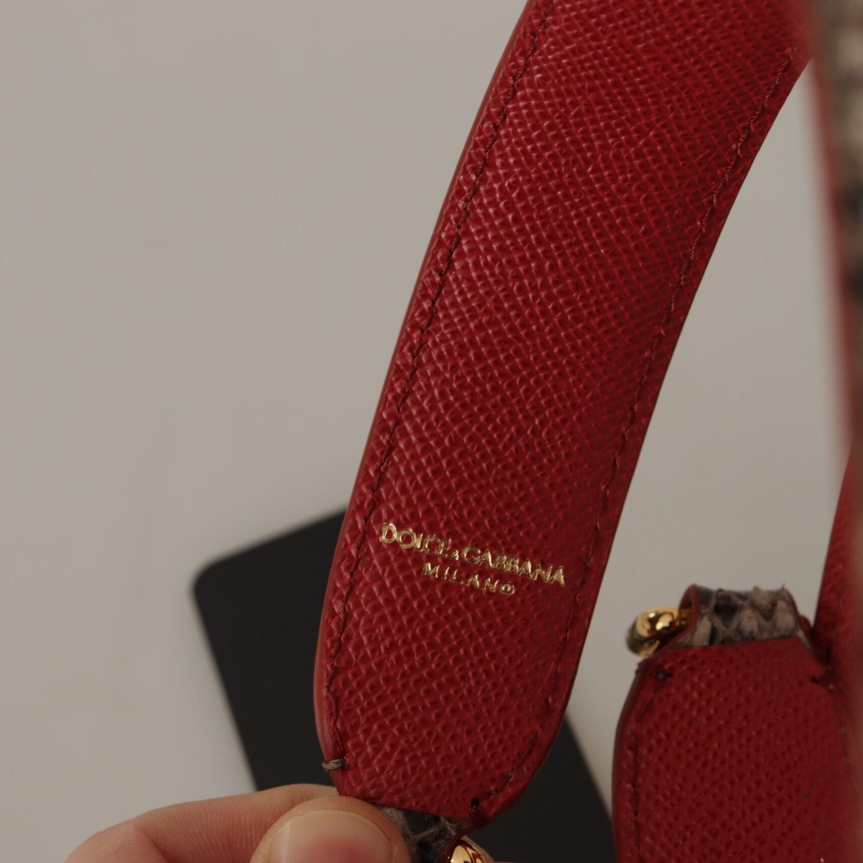 Dolce & Gabbana Brown Python Leather Studded Shoulder Strap