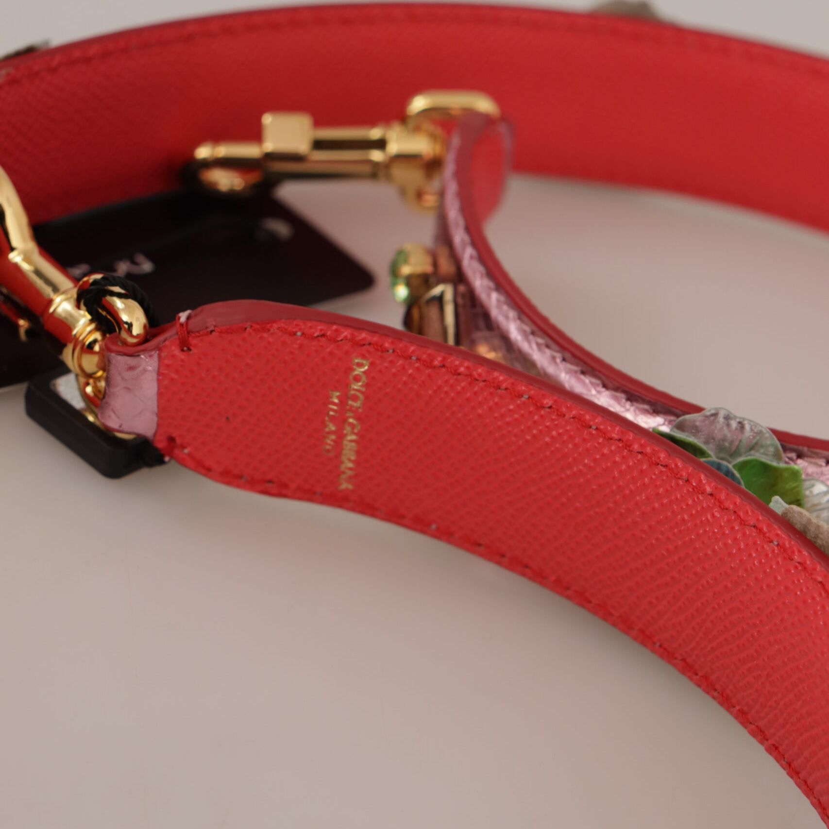 Dolce & Gabbana Metallic Pink Leather Studded Shoulder Strap