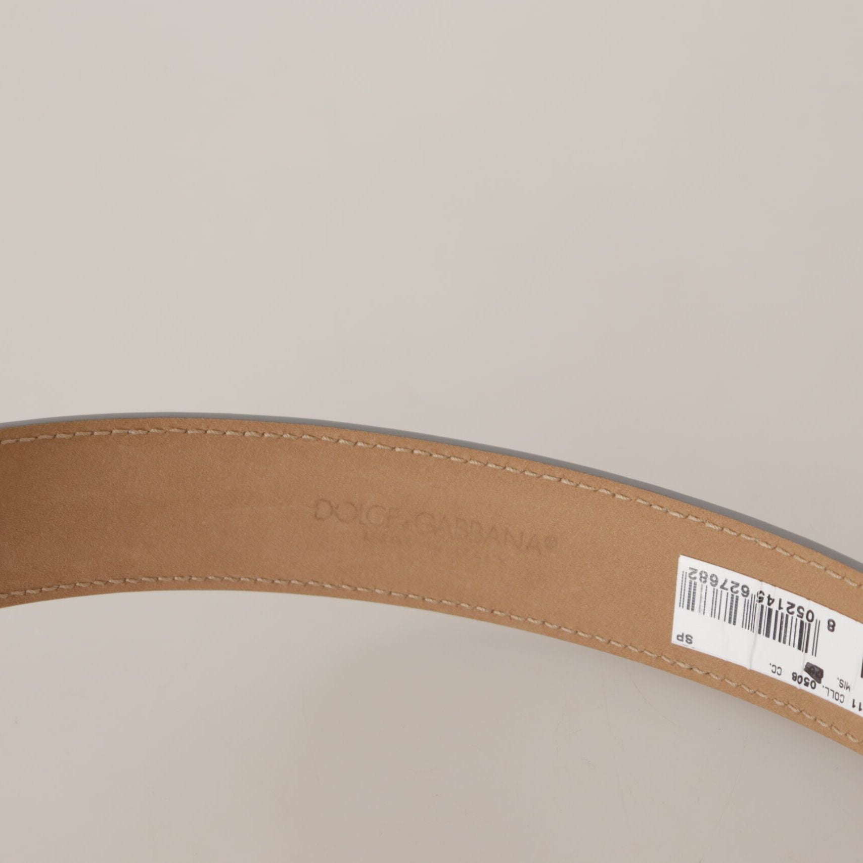 Dolce & Gabbana Silver Leather Gold Tone Logo Metal Buckle Belt