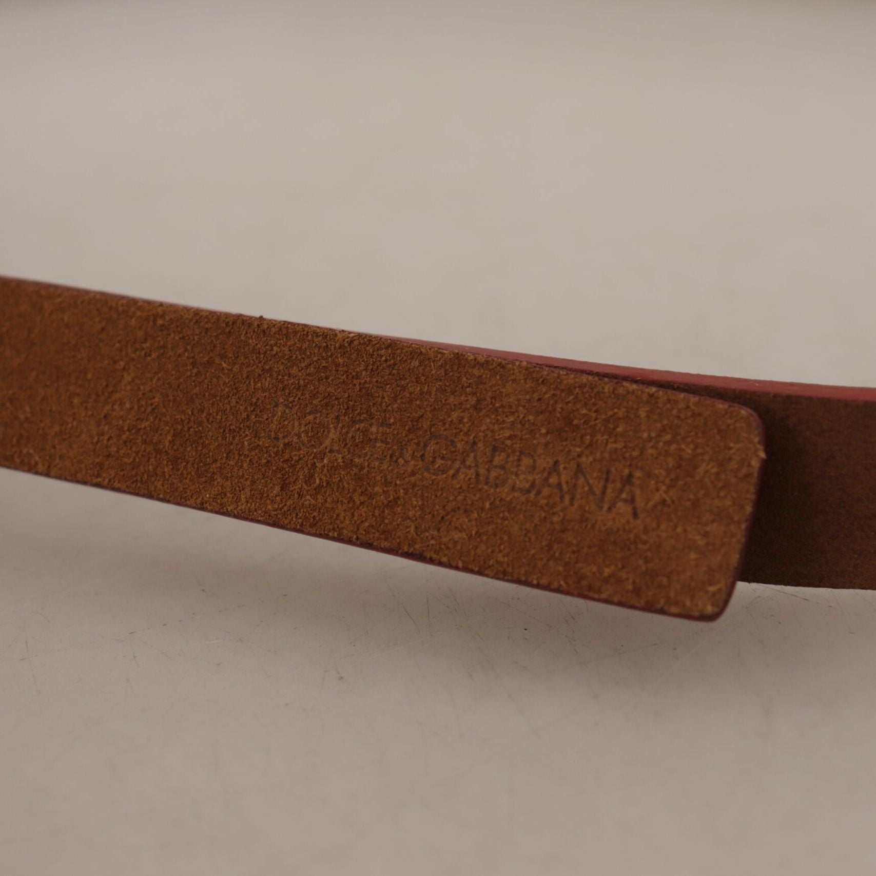 Dolce & Gabbana Brown Logo Engraved Metal Waist Buckle Belt