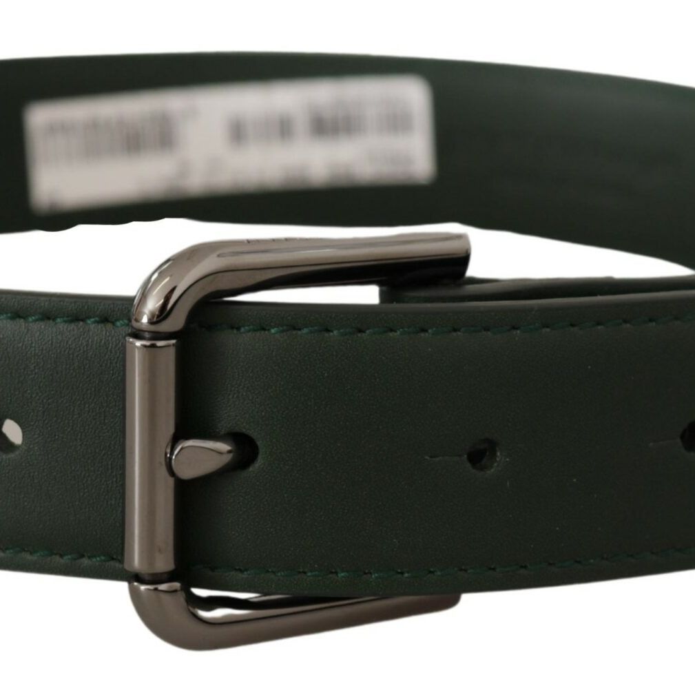Dolce & Gabbana Army Green Leather Logo Metal Waist Buckle Belt