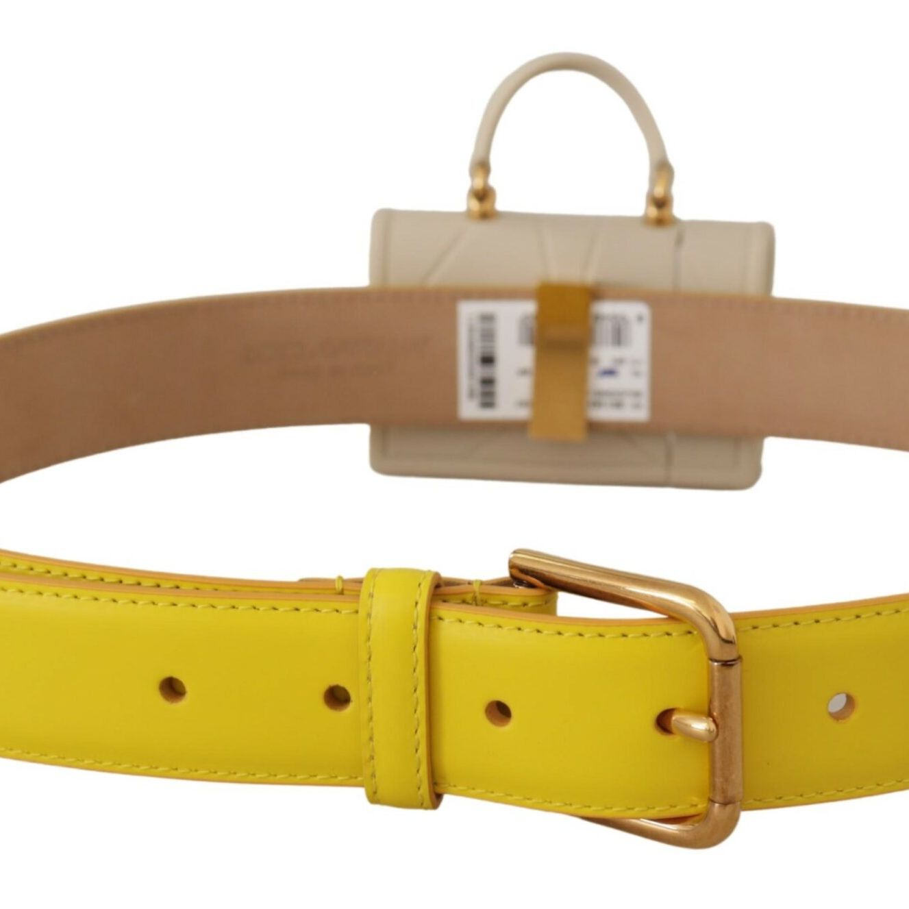 Dolce & Gabbana Yellow Leather Devotion Heart Micro Bag Headphones Belt