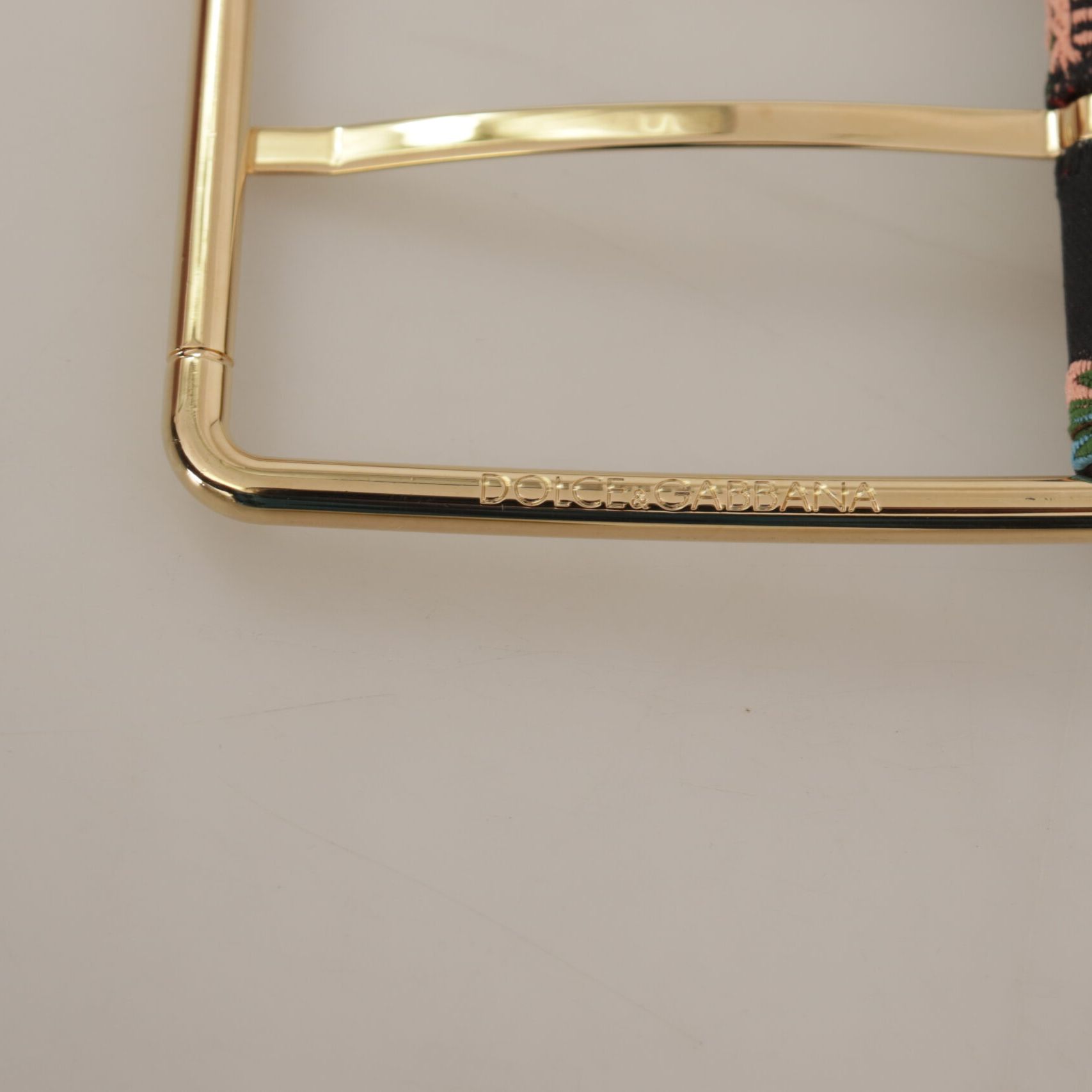 Dolce & Gabbana Red Embroidered Leather Gold Logo Metal Buckle Belt